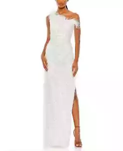 NWT Mac Duggal EMBELLISHED ONE SHOULDER GOWN W/ OSTRICH FEATHERS Sz 6 $698 - Picture 1 of 6