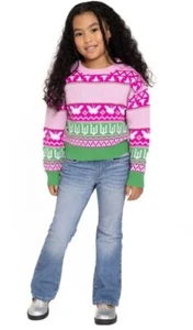 Wicked the Movie NEW♈Girls Knit Sweater size M (7-8)~Pink/green/white - Picture 1 of 7