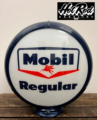 MOBIL REGULAR Reproduction 13.5" Gas Pump Globe - (Dark Blue Body) - Image 1 of 3
