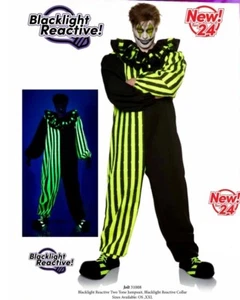 Jolt Adult Mens Horror Clown Deluxe Halloween Costume Blacklight Reactive - Picture 1 of 2