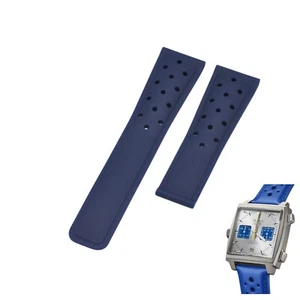 22mm Blue Rubber Watch Strap For Tag Heuer Monaco CAW218C FC6548 - Picture 1 of 7