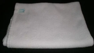 Vtg J E MORGAN Pink BABY Thermal Waffle Knit Receiving BLANKET 35X26"   Made USA - Picture 1 of 2