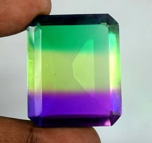 Brazilian Multi-Color Tourmaline 150.20 Ct Emerald Cut Gemstone Certified C8426 - Picture 1 of 10