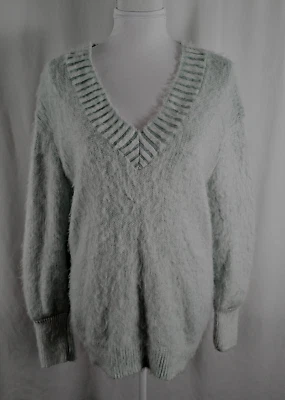 Nuevo Suéter Pullover Express Para Mujer Azul Teal Pálido Difuso Amplio Acrílico XS Foto 1 de 4