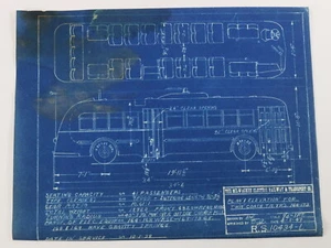 Milwaukee Electric Plan & Elevation Twin Coach TRS 164-173 Blueprint 1949 10.75" - Picture 1 of 4