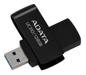 128GB AData UC310 USB 3.2 Flash Drive - Black Capless Swivel - Picture 1 of 4