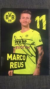 Seltene Autogrammkarte MARCO REUS Borussia Dortmund 2021/2022 CL-Trikot ENGLISCH