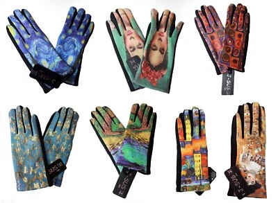 Famous paintings, stretchy warm lined gloves. Kandinsky, Frida Kahlo, Klimt - Image 1 of 4