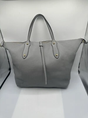 Bolsa tote grande Annabel Ingall couro pebbled cinza - Imagem 1 de 4