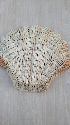 Pottery Barn Shell Shaped Handwoven Rattan Bowl Basket  - Image 1 of 4