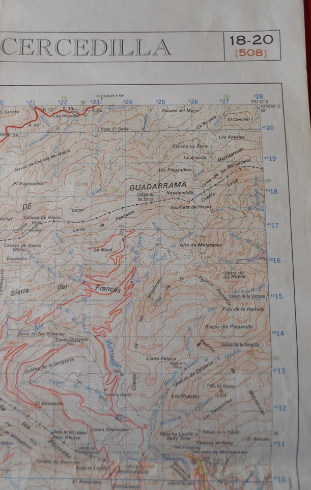 MAPA TOPOGRAFICO "CERCEDILLA" 18-20 (508) ESCALA 1:50000 # 1671 - Imagen 1 de 1