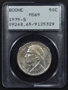 1935-S Daniel Boone Bicentennial Commemorative Half Dollar PCGS MS65 OGH Rattler - Bild 1 von 4