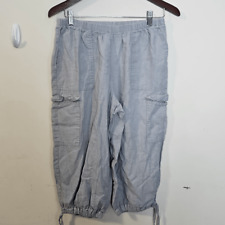 Flax Small Pull-on Lagenlook 100% Linen Wide Leg Pants with Cargo Pockets Womens