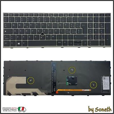 TASTIERA ITALIANA PER HP ZBOOK 15U G6 NERA CON FRAME RETROILLUMINATA POINTSTICK - Immagine 1 di 3