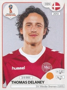 264 THOMAS DELANEY DENMARK SV.WERDER BREMEN STICKER WORLD CUP RUSSIA 2018 PANINI - Picture 1 of 1