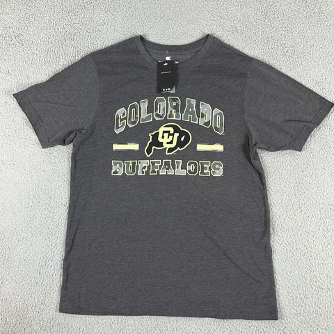 Colorado Buffaloes T-Shirt Men's L Gray Cotton Crew-Neck Short Sleeve Colosseum Cover