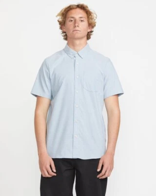 VOLCOM - Mens Everett Oxford Shirt - Wrecked Indigo - Casual Short Sleeve Shirt - Image 1 of 2