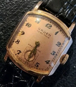 Vintage Gruen Salmon, ultradünne Präzision, Rosengehäuse neues Band & nur $ gewartet. - Bild 1 von 6