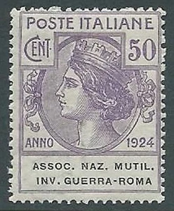1924 REGNO PARASTATALI ASSOC NAZ MUTIL 50 CENT MNH ** - M39-4 - Foto 1 di 1