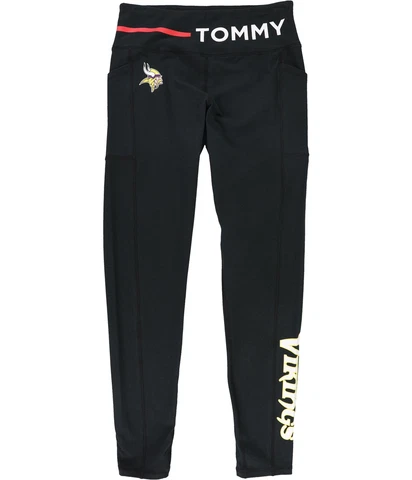 Tommy Hilfiger Womens Minnesota Vikings Compression Athletic Pants, Black, Small Cover
