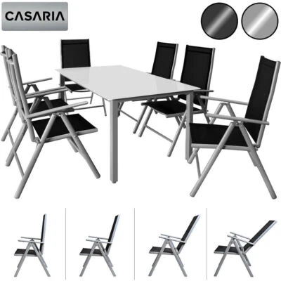 CASARIA® Sitzgruppe Alu Sitzgarnitur Gartenmöbel Essgruppe Garten Tisch Set - Bild 1 von 4