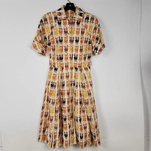 Vestido plisado vintage años 60/70 cosecha acción de gracias pollo pavo manga corta - Imagen 1 de 6