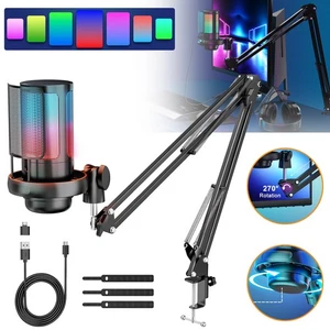 Kit Microphone à Condensateur USB Microphone Gaming PC Streaming Podcast USB Microphone - Photo 1/12