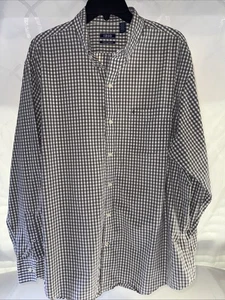 Izod Button Down Shirt Men's Size L Light and Dark Gray Checkered - Picture 1 of 10