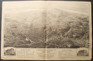 Original Vintage 1924 Birds Eye View White Plains New York w NYW&BRR Shown - Picture 1 of 5