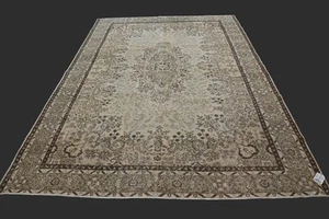 Vintage Turkish Oushak Rug, Beige 7x10 ft, Handmade Wool, Bohemian Anatolian - Picture 1 of 10