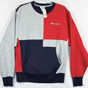 VTG Champion Reverse Weave Y2K Deadstock Mens M Colorblock Sweatshirt Pullover - Picture 1 of 6