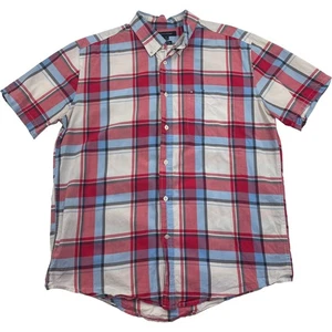 Tommy Hilfiger Classic Fit Button-Up Plaid Shirt Red Blue Check Mens Large - Picture 1 of 6