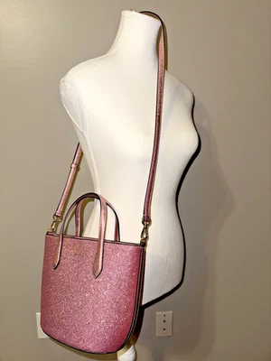 Kate Spade Mitten Pink Glitter Glimmer Crossbody Satchel Tote Purse Handbag - Image 1 of 4