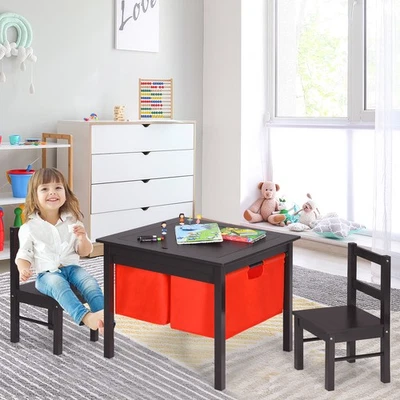 2-in-1 Kids Activity Table & Chair Set w/Storage Double-sided Building Block - Image 1 of 4