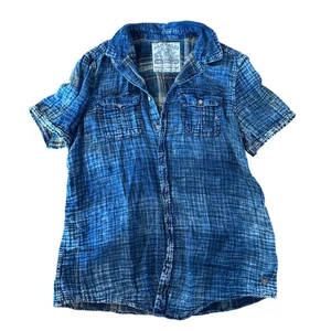Buffalo David Bitton blau kariertes kurzärmliges Button-Down-Hemd Medium - Bild 1 von 4