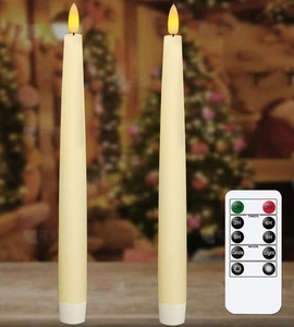Verbesserte Echtwachs LED flammenlose Spitzkerzen mit Fernbedienung, Elfenbein Kerzenständer... - Bild 1 von 9