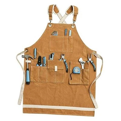  Waxed Canvas Work Apron for Men with 11 Pockets Comfortable 12oz Washed Shop  - Image 1 of 4