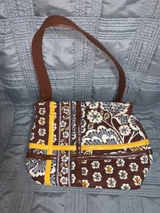 Borsa donna vintage Vera Bradley fiori ardesia marrone giallo, taglia media - Foto 1 di 6