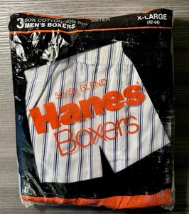 Vintage 1988 50/50 Blend Hanes Made USA Boxers 3 Pack Size XL - NEW NOS - Picture 1 of 4