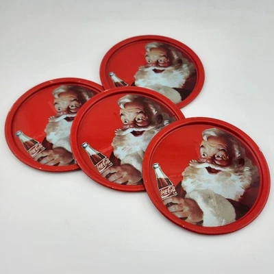 Rare Coca-Cola Santa Claus Tin Coasters Set of 4 – Haddon Sundblom Design - Image 1 of 4