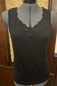 Additions by Chico's Damen schwarz Spitze Tank Top Nylon/Elasthan Größe 1 - Bild 1 von 1