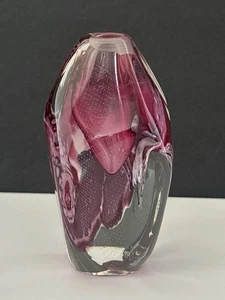Signierte Eric Brakken Magenta Rosa Kunstglas Knospe Vase Briefbeschwerer Skulptur - Bild 1 von 19