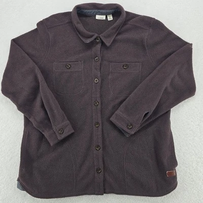 Camisa Chaqueta de Vellón LL Bean Marrón Cuello Abotonado Manga Larga XL De Colección Rara Foto 1 de 4