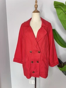 Sportscraft Red Linen Jacket 3/4 Sleeve Women’s Size 8 (Generous Fit) - Picture 1 of 5