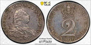 Great Britain 1800 2D Two Pence George III S-3758 PCGS AU55 KM# 615 - Picture 1 of 3