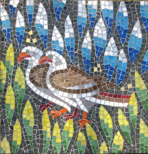 Ravenna doves mosaic kit on mesh designed by Martin Cheek
