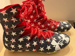 Mens UnderArmour Red, White & Blue Highlight LE  Football Cleats, size 10 - Picture 1 of 8