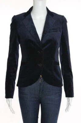 Theory Navy Blue Velvet Blazer Size 2 - Image 1 of 4