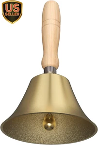 Hand Bell - Hand Call Bell with Brass Solid Wood Handle,Very Loud Handbell,3.... - Picture 1 of 1