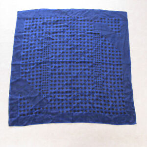 Oscar De La Renta Vintage Silk Scarf Blue Houndstooth Check Square 31 x 30